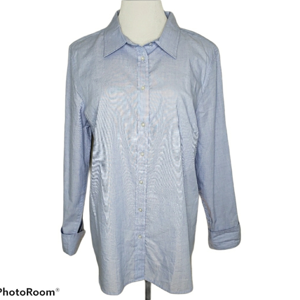 Talbots Blue Button Down Shirt Size Large